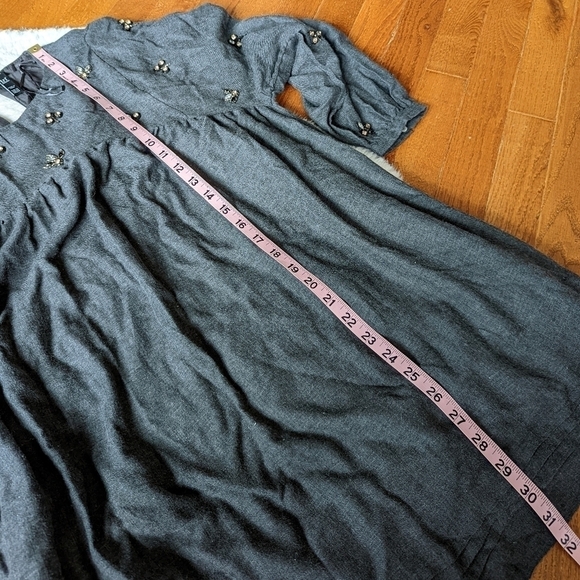 Zara bejeweled beaded tunic dress with pockets grey xs - Picture 12 of 16